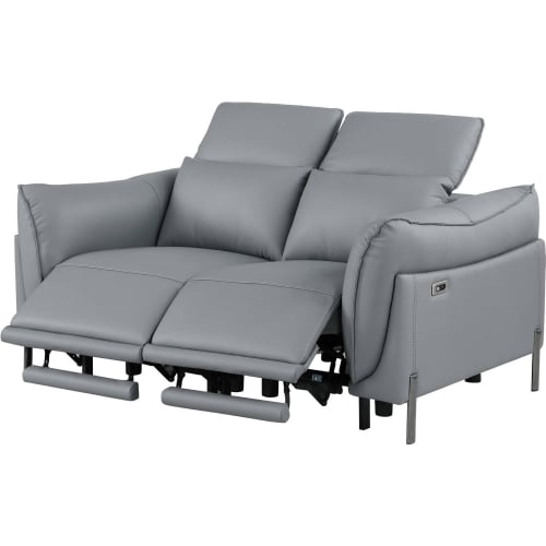 Nashville One Touch Reclining Loveseat in Gray Leatherette